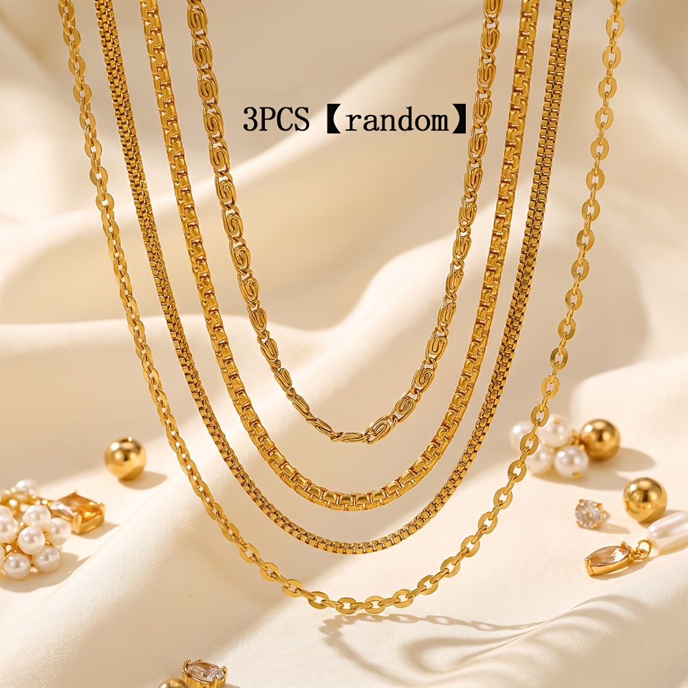 3pcs Premium Luxury Stainless Steel Women's Necklaces Set